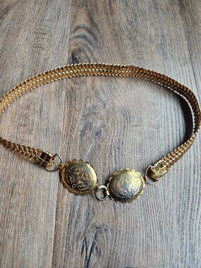 Western boho vintage gold clasp stretchy braided women's belt.